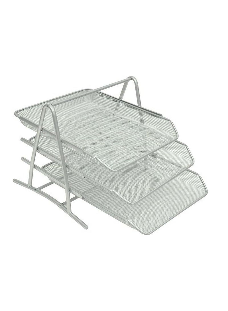 Maxi 3-Tier Mesh Document Tray Silver