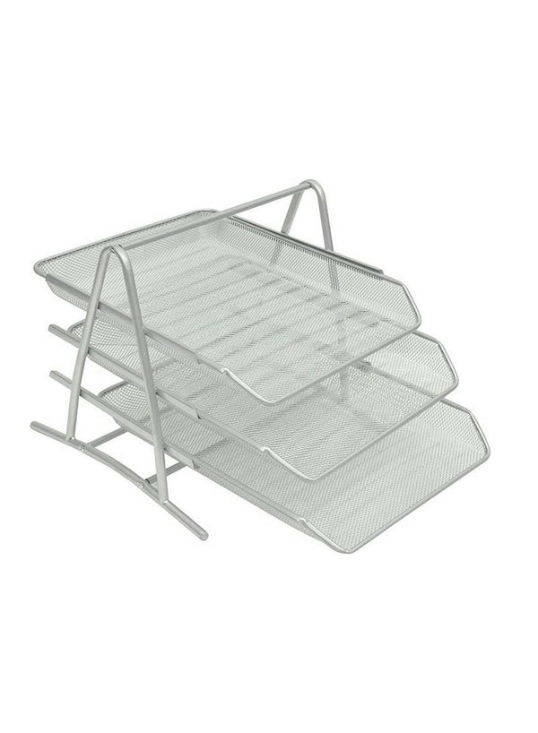 Maxi 3-Tier Mesh Document Tray Silver