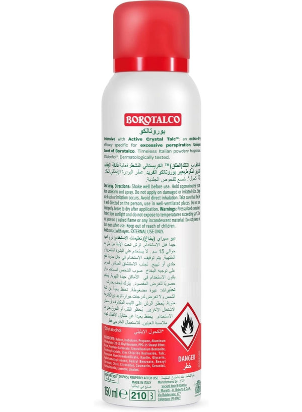 72h intensive, active crystal, active crystal talc, borotalco, crystal talc, crystal talc excessive, days key, deodorant spray, excessive perspiration, excessive perspiration deodorant, extra dry, perspiration deodorant, perspiration deodorant spray, talc