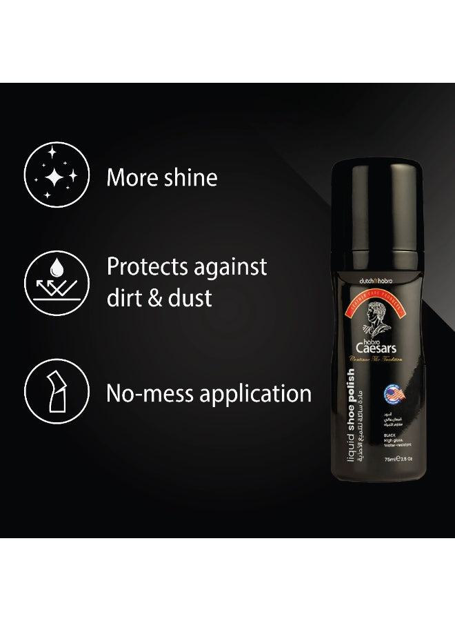 black shoe, black shoe polish, caesars liquid, caesars liquid black, cool dry, dutch & habro, gloss water, gloss water resistant, liquid black, liquid black shoe, shoe life, shoe polish, tear ease, water resistant