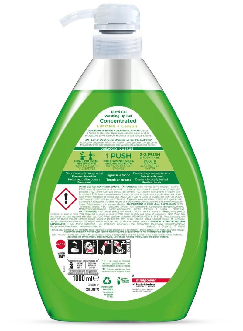Dual Power Concentrated Dish Liquid Lemon 1000 ML