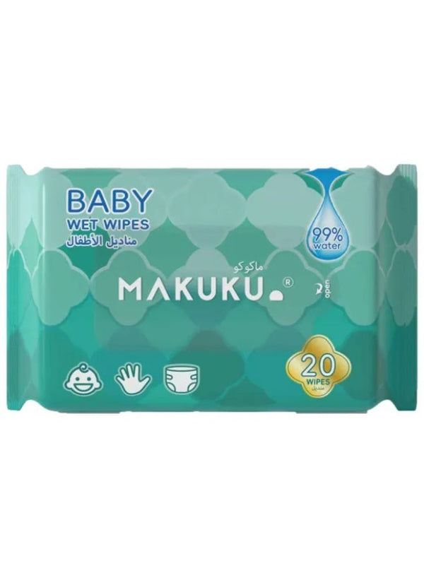 Makuku 99% Water Based Baby Wet Wipes - 20 Pcs