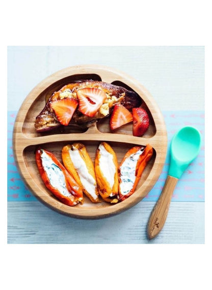 Avanchy Bamboo Suction Plate + Spoon Pink