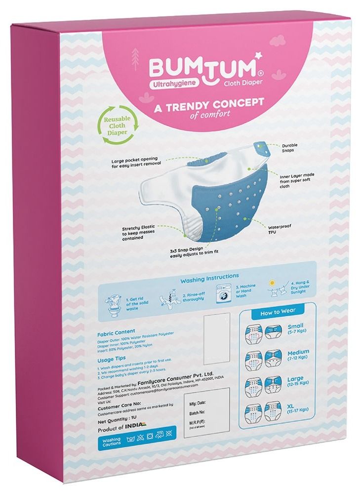 Bumtum Baby Cloth Diaper Free Size Pink