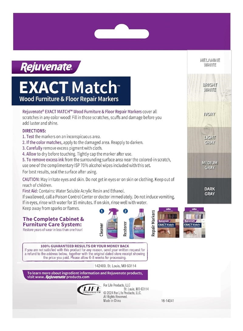 Rejuvenate Wood Repair Markers for White & Gray Furniture