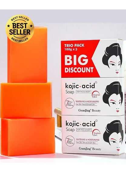 3pcs x100g, acid soap, acid soap trio, body brightening, dark spots, dark spots pimples, guanjing beauty, kojic acid, kojic acid soap, skin whitening, skin whitening dark, soap trio, spots pimples, whitening dark, whitening dark spots
