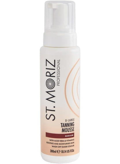 aloe vera, aloe vera vitamin, dermatologically tested, medium tanning, medium tanning mousse, professional x-large, professional x-large medium, sensitive skin, skincare, st moriz, tanning mousse, vegan, vera vitamin, x-large medium, x-large medium tannin