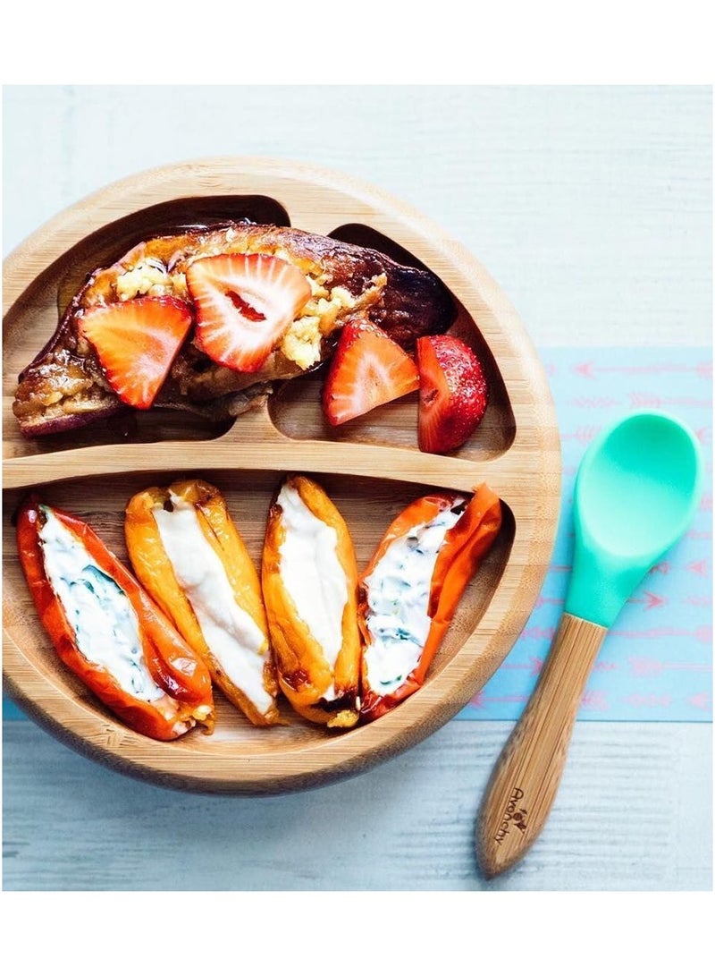 Avanchy Bamboo Suction Plate + Spoon Blue