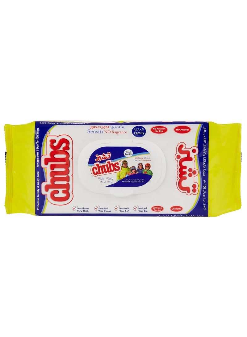 Chubs Sensiti No Fragrance Baby Wet Wipes 40 Pcs