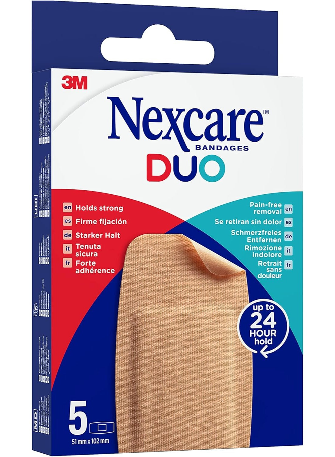 102mm 5pcs, aid kit, bandages 51mm, cool dry, day yet, duo maxi, duo maxi bandages, firm hold, hand wash, maxi bandages, maxi bandages 51mm, nexcare duo, nexcare duo maxi, waterproof, wear time