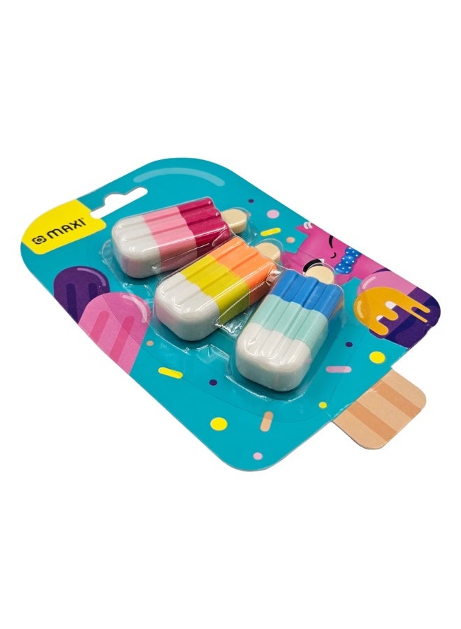 Maxi Bright Colour Eraser Set of 3