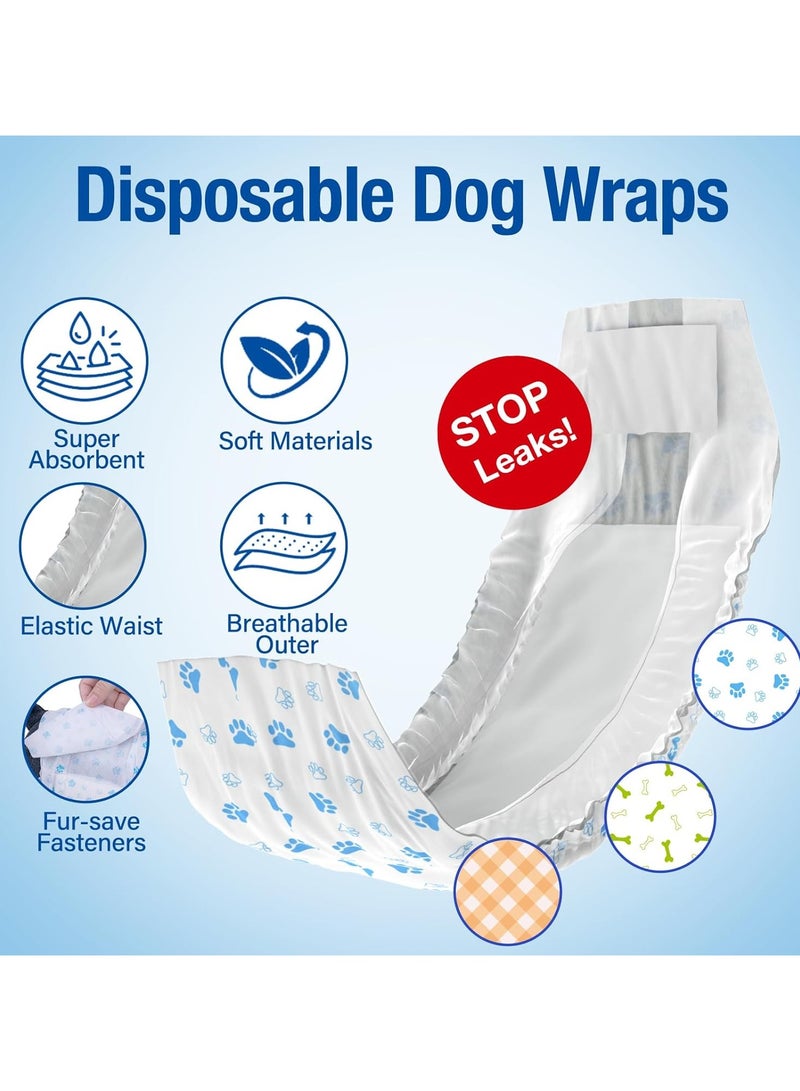 Pet Soft Disposable Male Dog Wraps - 12 Pieces