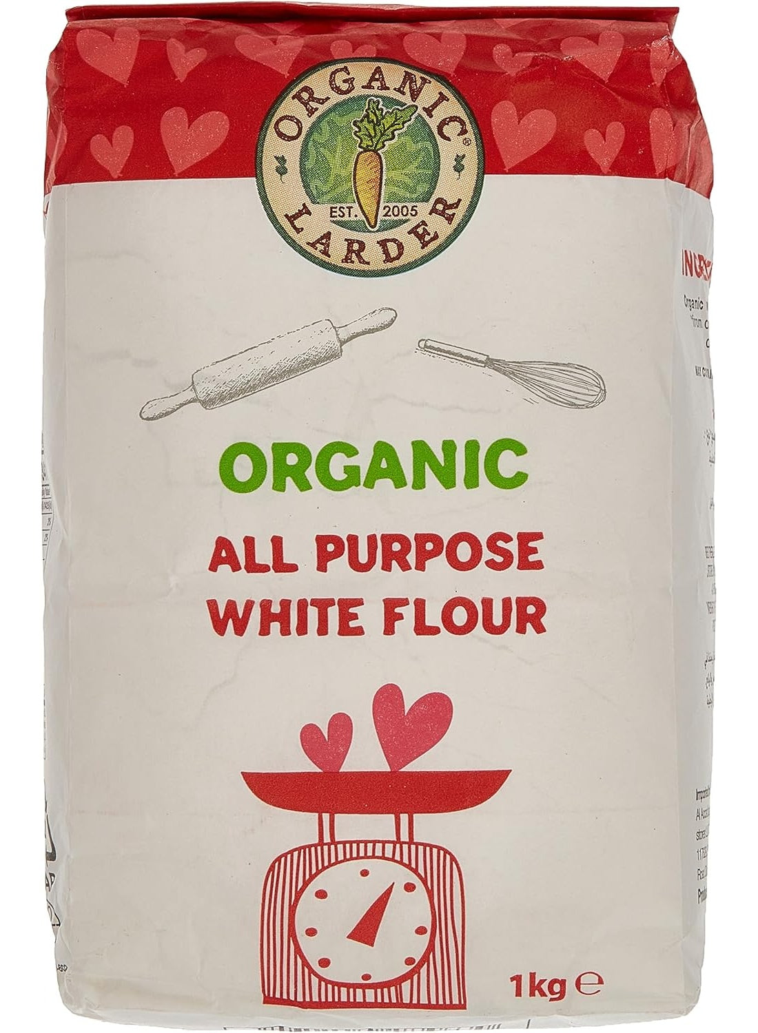 all purpose, baked goods, breads roti, every time, flour 1kg, flour free, organic larder, plant-based, purpose white, purpose white flour, vegan, white flour, white flour 1kg, wide range