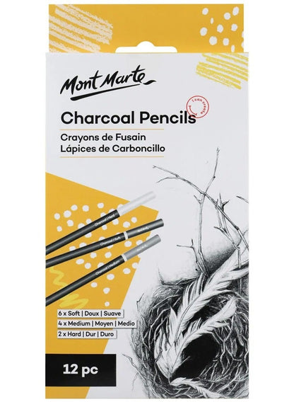 Mont Marte Charcoal Pencils 12 Pack