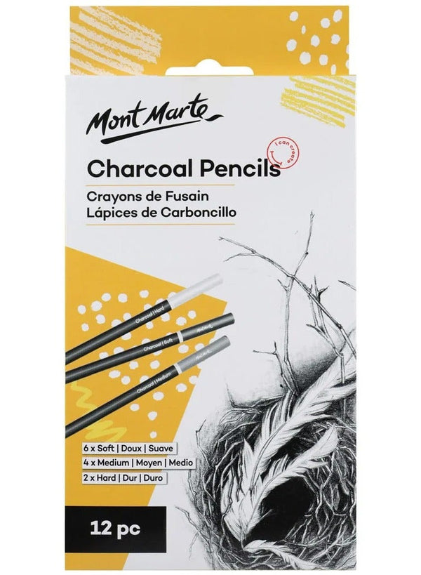 Mont Marte Charcoal Pencils 12 Pack