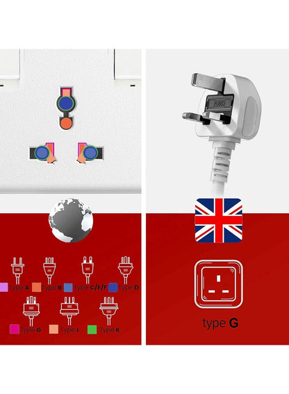 Elexon 5 Way Power Extension Socket with 2M Cable