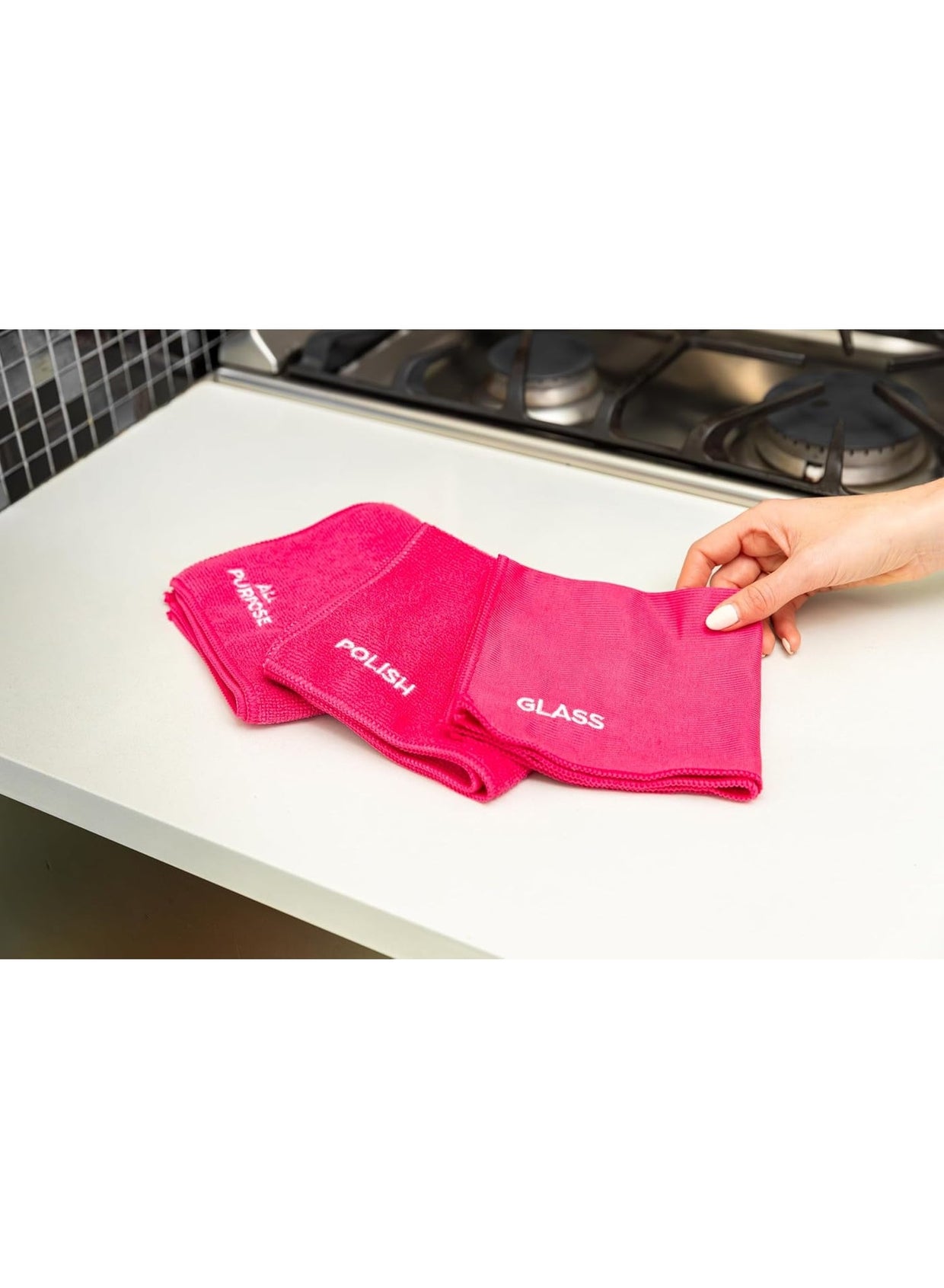 3 Pack, Cleaning Cloth, Pink, Star Drops