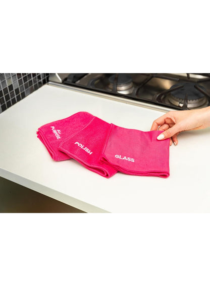 3 Pack, Cleaning Cloth, Pink, Star Drops