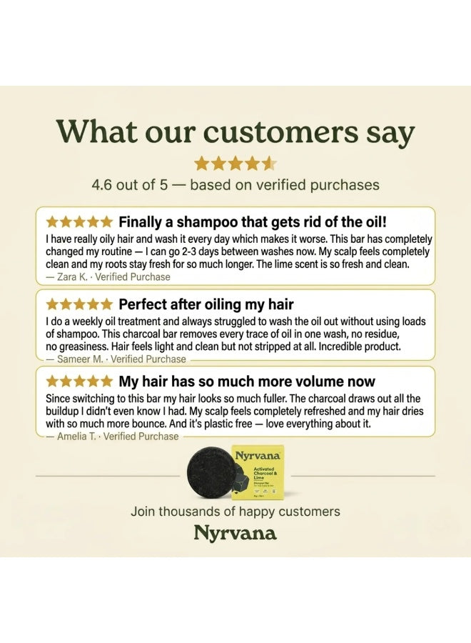 activated charcoal, activated charcoal lime, charcoal lime, charcoal lime shampoo, hair 80g, hair care, lime shampoo, lime shampoo bar, nyrvana, oily scalp, oily scalp hair, plant based, scalp hair, scalp hair 80g, shampoo bar