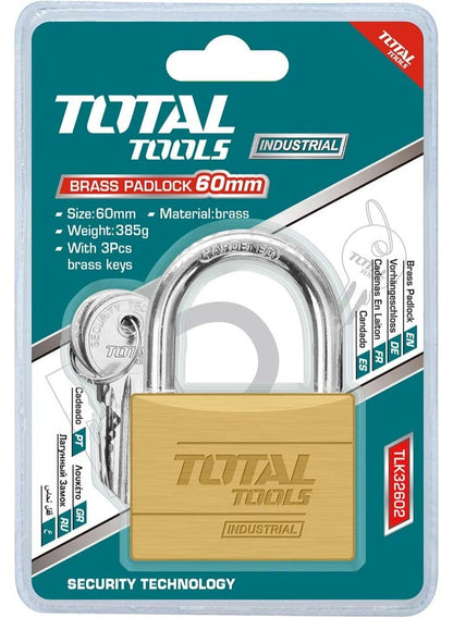 TOTAL Heavy Duty Brass Padlock - Premium Security