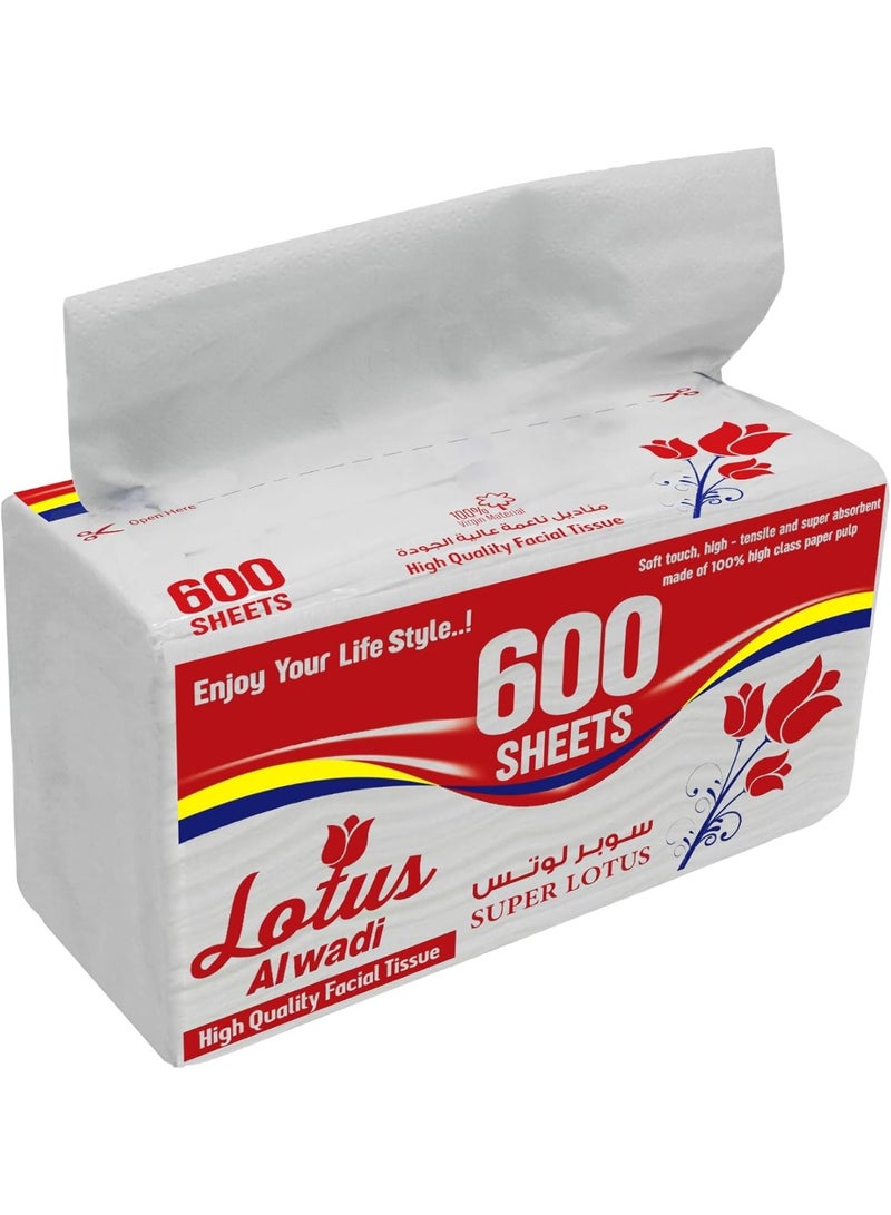 Lotus Alwadi Super Soft Facial Tissue 600 Sheets