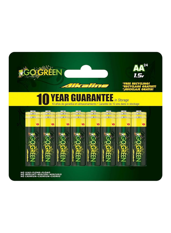 Eco Friendly Alkaline AA Batteries 24 Pcs - GO GREEN