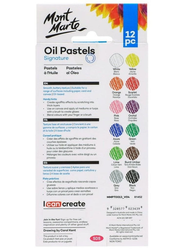 Mont Marte Signature Oil Pastels 12 Pieces Pack