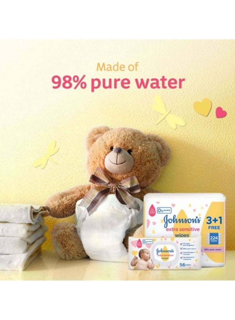 Johnson's Extra Sensitive 224 Wipes