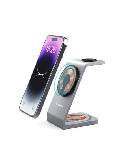Xpower 3-In-1 Magnetic Wireless Charger 18W Silver