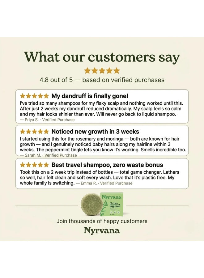 bar 80g, bar net, hair care, moringa rosemary, moringa rosemary peppermint, nyrvana, oil pro, peppermint shampoo, peppermint shampoo bar, per bar, plant based, rosemary peppermint, rosemary peppermint shampoo, shampoo bar, shampoo bar 80g