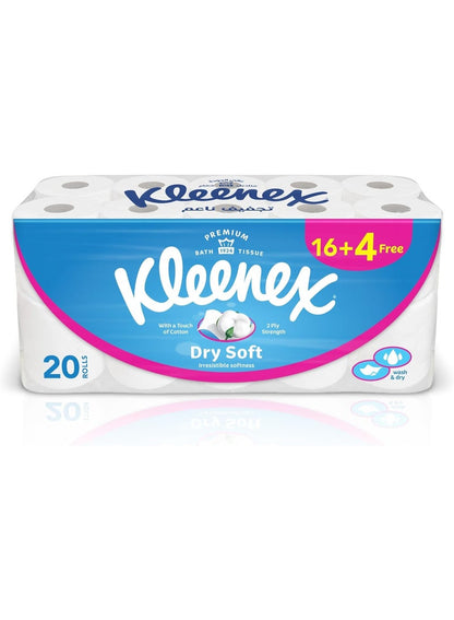 Kleenex Dry Soft Toilet Paper Rolls - 20 Rolls