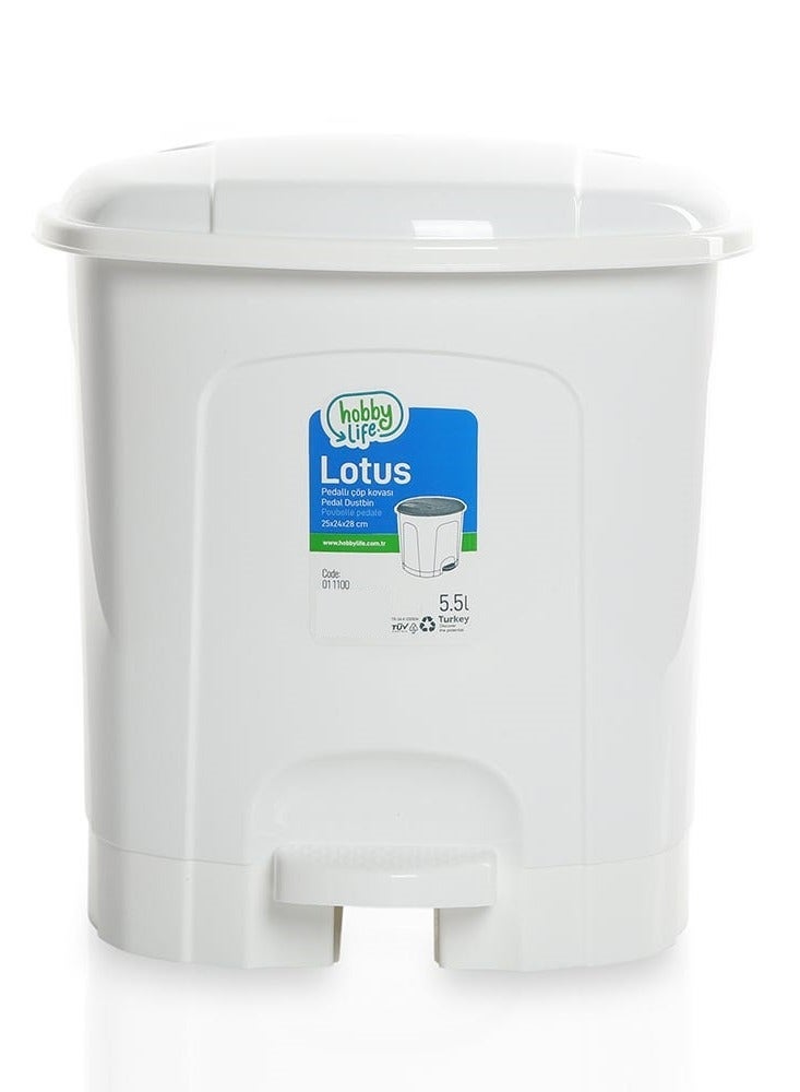Hobby Life Lotus Pedal Waste Bin White 5.5L