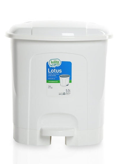 Hobby Life Lotus Pedal Waste Bin White 5.5L