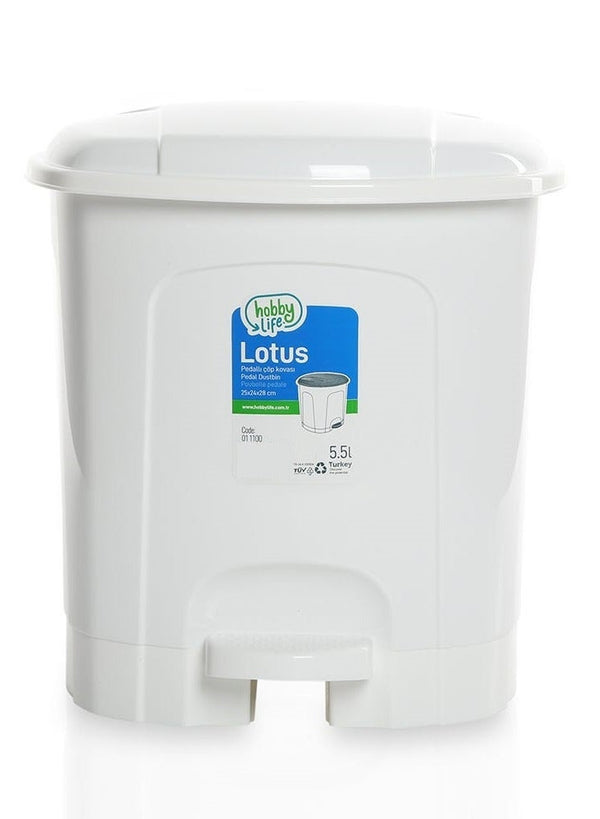 Hobby Life Lotus Pedal Waste Bin White 5.5L