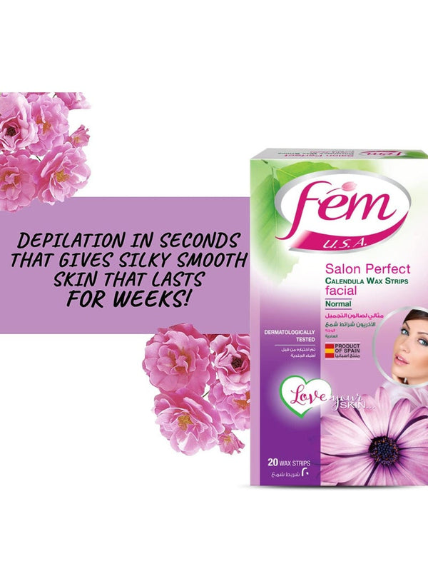 Fem Facial Wax Strips with Calendula for Normal Skin