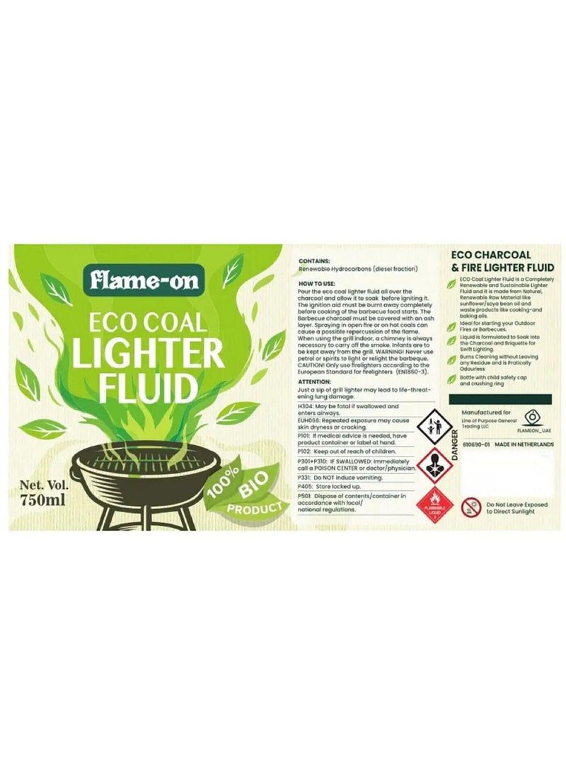 Eco Coal and Fire Lighter Fluid 750 ML - Flame-On