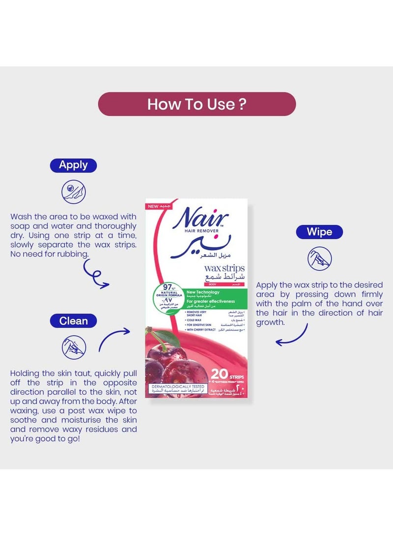 Nair Body Wax Strips With Cherry Extracts