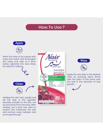 Nair Body Wax Strips With Cherry Extracts