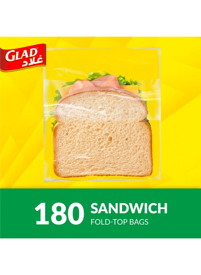 Glad Sandwich Fold Top Bags 180 Count - Glad