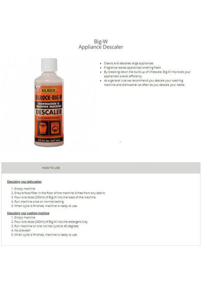 KILROCK Big W Dishwasher & Washing Machine Descaler
