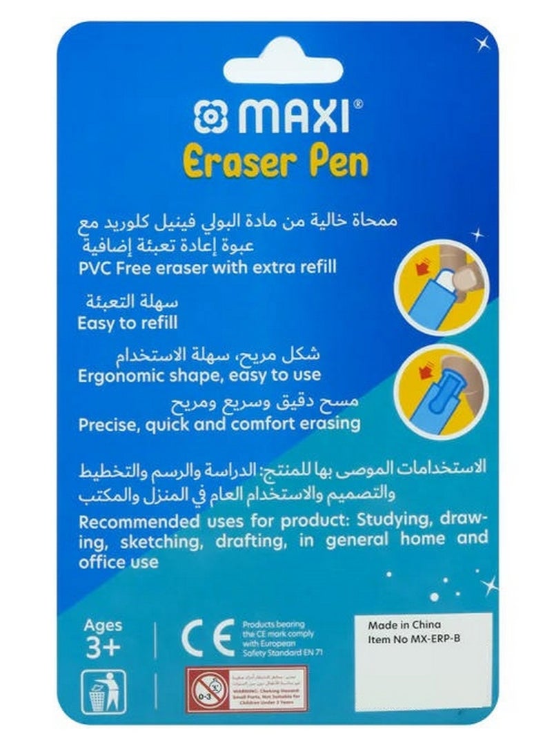 Maxi PVC Free Eraser Pen With Refill Blue