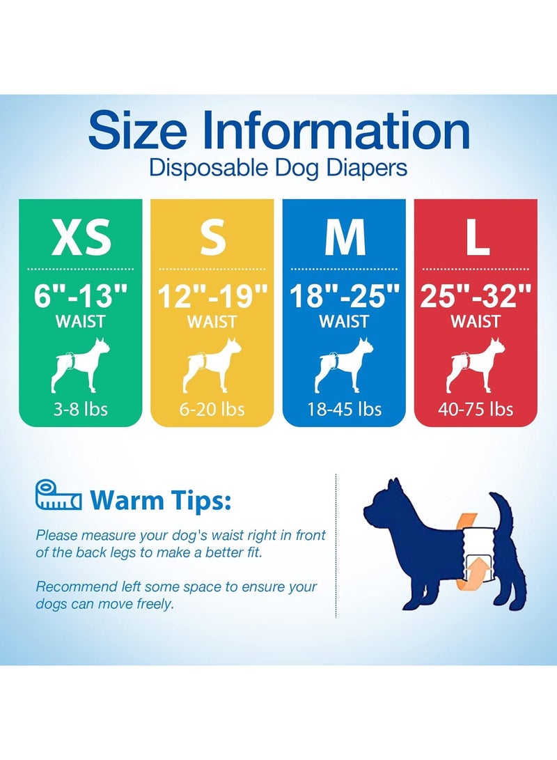 Pet Soft Disposable Male Dog Wraps - 12 Pieces