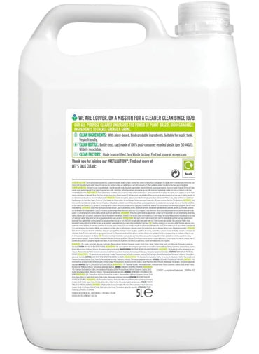ecover All Purpose Cleaner Refill Tackles Dirt & Grime For Hard Surfaces Lemongrass & Ginger Scent 5L
