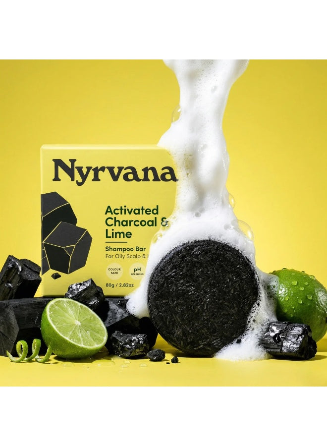 activated charcoal, activated charcoal lime, charcoal lime, charcoal lime shampoo, hair 80g, hair care, lime shampoo, lime shampoo bar, nyrvana, oily scalp, oily scalp hair, plant based, scalp hair, scalp hair 80g, shampoo bar