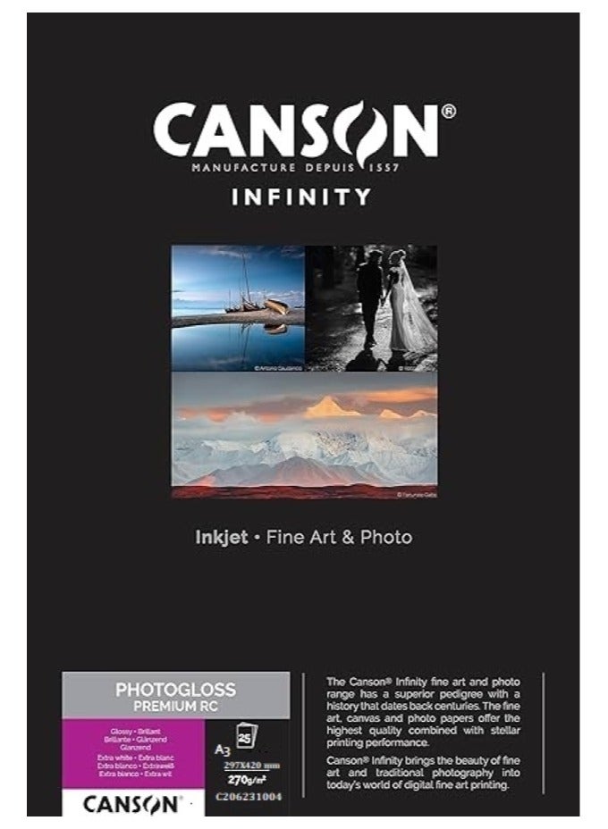 CANSON Infinity Photogloss Premium Glossy A3 25 Sheets