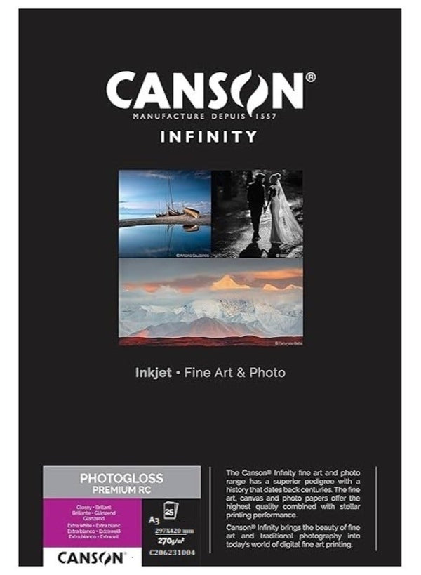 CANSON Infinity Photogloss Premium Glossy A3 25 Sheets