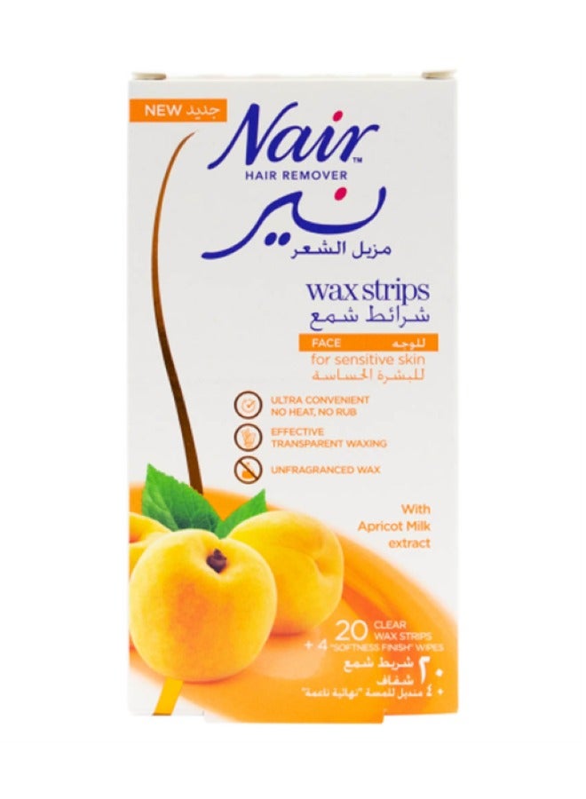 Nair Apricot Facial Wax Strips for Sensitive Skin