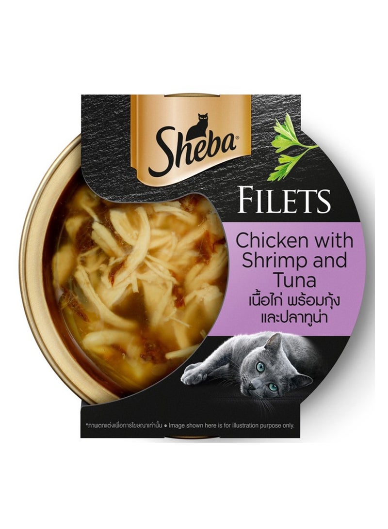 Sheba Filets Chicken Shrimp Tuna Cat Food 60G