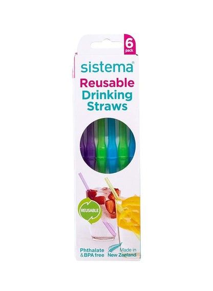 Sistema 6-Piece Reusable Drinking Straws - Multicolor