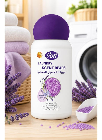 beads work, booster beads, brand von, cool dry, dry place, every load, every wash, feel clean, laundry 175g, lavender scent, lavender scent booster, note keep, scent booster, scent booster beads, von